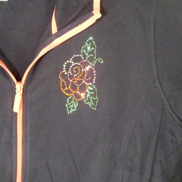 Basic Editions Woman, Rose, Dark Blue Zip Up, 2X - Picture 3 of 6